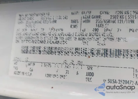 2018 Ford Transit-350 z USA, uszkodzony, nr VIN 1FTBW2CM0JKA48458